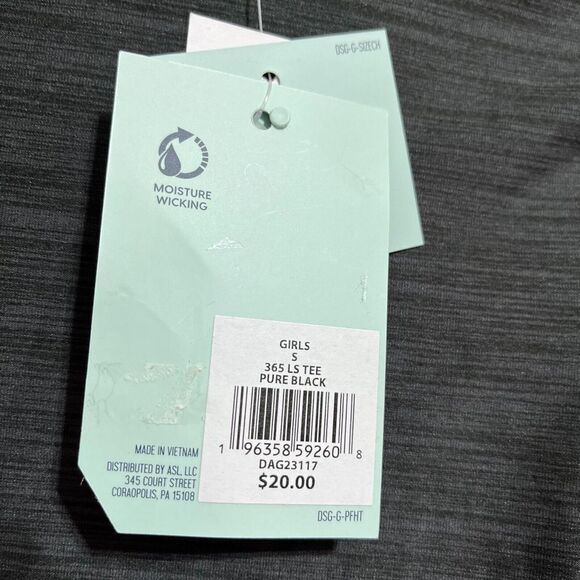 DSG Shirt‎ Girls Small Heather Black Stretch Performance Long Sleeve Crew Neck - Picture 3 of 5